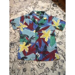 VTG Players Club Button Up Shirt Multicolor Island Print Youth Size 6